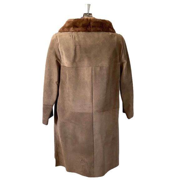 Vintage Fur Trimmed Opera Coat 60’s Suede Patchwork Mink Collar Leather Womens - Picture 3 of 11